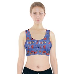 Blue 50s Sports Bra With Pocket by InPlainSightStyle