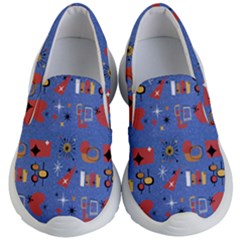 Blue 50s Kids Lightweight Slip Ons by InPlainSightStyle