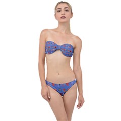 Blue 50s Classic Bandeau Bikini Set by InPlainSightStyle