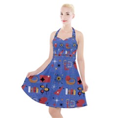 Blue 50s Halter Party Swing Dress  by InPlainSightStyle