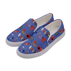 Blue 50s Women s Canvas Slip Ons by InPlainSightStyle