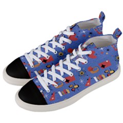 Blue 50s Men s Mid-top Canvas Sneakers by InPlainSightStyle