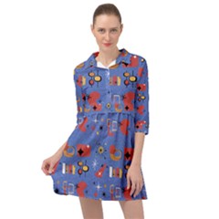 Blue 50s Mini Skater Shirt Dress by InPlainSightStyle