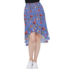 Blue 50s Frill Hi Low Chiffon Skirt by InPlainSightStyle