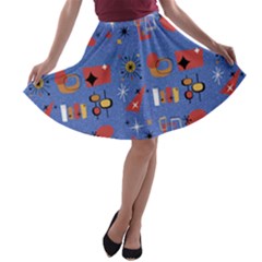 Blue 50s A-line Skater Skirt by InPlainSightStyle