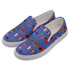 Blue 50s Men s Canvas Slip Ons by InPlainSightStyle