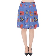 Blue 50s Velvet High Waist Skirt by InPlainSightStyle