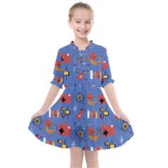 Blue 50s Kids  All Frills Chiffon Dress