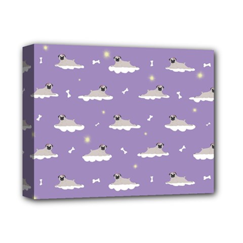 Cheerful Pugs Lie In The Clouds Deluxe Canvas 14  X 11  (stretched) by SychEva