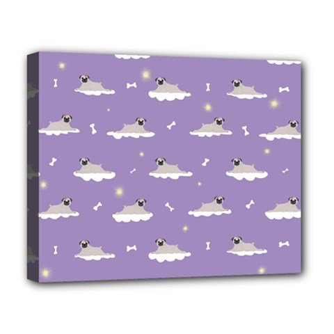 Cheerful Pugs Lie In The Clouds Deluxe Canvas 20  x 16  (Stretched)