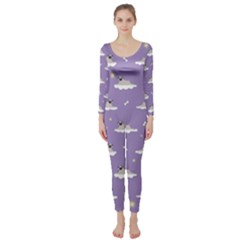 Cheerful Pugs Lie In The Clouds Long Sleeve Catsuit by SychEva