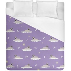 Cheerful Pugs Lie In The Clouds Duvet Cover (California King Size)