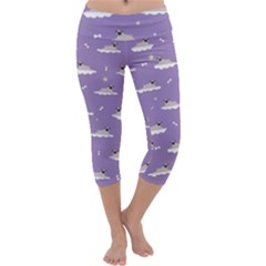 Cheerful Pugs Lie In The Clouds Capri Yoga Leggings by SychEva