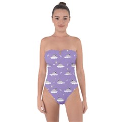 Cheerful Pugs Lie In The Clouds Tie Back One Piece Swimsuit