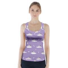 Cheerful Pugs Lie In The Clouds Racer Back Sports Top by SychEva