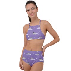 Cheerful Pugs Lie In The Clouds High Waist Tankini Set