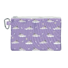 Cheerful Pugs Lie In The Clouds Canvas Cosmetic Bag (large) by SychEva