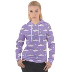 Cheerful Pugs Lie In The Clouds Women s Overhead Hoodie by SychEva