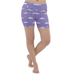Cheerful Pugs Lie In The Clouds Lightweight Velour Yoga Shorts by SychEva