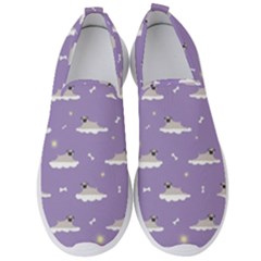 Cheerful Pugs Lie In The Clouds Men s Slip On Sneakers