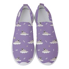 Cheerful Pugs Lie In The Clouds Women s Slip On Sneakers by SychEva