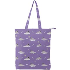 Cheerful Pugs Lie In The Clouds Double Zip Up Tote Bag by SychEva