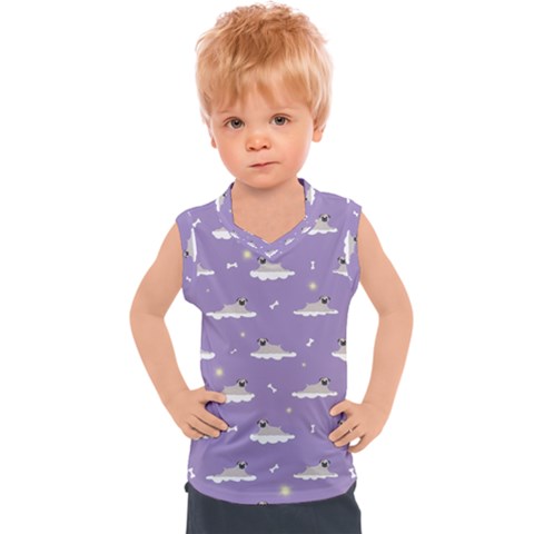 Cheerful Pugs Lie In The Clouds Kids  Sport Tank Top by SychEva