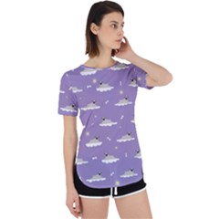 Cheerful Pugs Lie In The Clouds Perpetual Short Sleeve T-shirt by SychEva