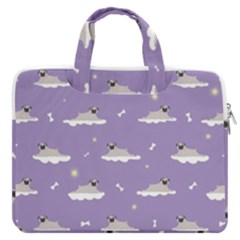 Cheerful Pugs Lie In The Clouds Macbook Pro Double Pocket Laptop Bag by SychEva