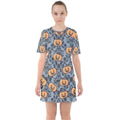 Halloween Jack O Lantern Sixties Short Sleeve Mini Dress by InPlainSightStyle