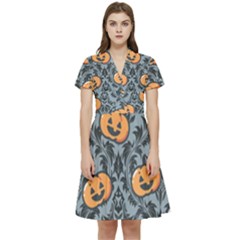 Halloween Jack O Lantern Short Sleeve Waist Detail Dress by InPlainSightStyle