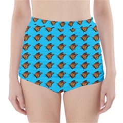 Monarch Butterfly Print High-waisted Bikini Bottoms by Kritter