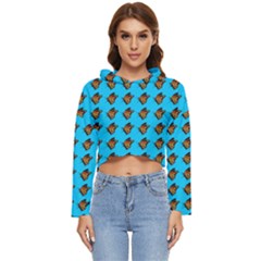 Monarch Butterfly Print Women s Lightweight Cropped Hoodie