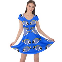 Powder Blue Tang Print Cap Sleeve Dress by Kritter