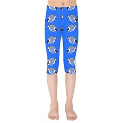 Powder Blue Tang Print Kids  Capri Leggings 