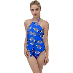 Powder Blue Tang Print Go With The Flow One Piece Swimsuit by Kritter