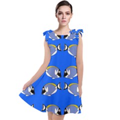 Powder Blue Tang Print Tie Up Tunic Dress by Kritter