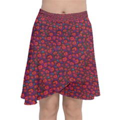 Pink Zoas Print Chiffon Wrap Front Skirt