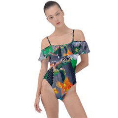 Point Of Entry 4 Frill Detail One Piece Swimsuit