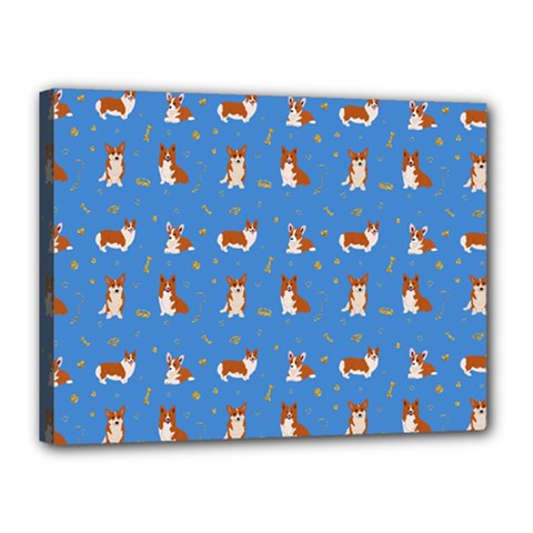 Cute Corgi Dogs Canvas 16  x 12  (Stretched)