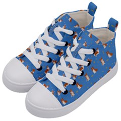 Cute Corgi Dogs Kids  Mid-top Canvas Sneakers by SychEva