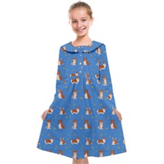 Cute Corgi Dogs Kids  Midi Sailor Dress by SychEva