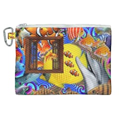 Outside The Window-swimming With Fishes 2 Canvas Cosmetic Bag (xl) by impacteesstreetwearcollage