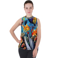 Under The Sea 4 Mock Neck Chiffon Sleeveless Top by impacteesstreetwearcollage