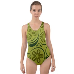 Folk Flowers Pattern  Cut-out Back One Piece Swimsuit by Eskimos