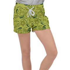 Folk Flowers Pattern  Velour Lounge Shorts by Eskimos