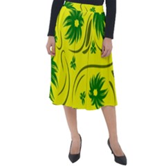 Folk Flowers Pattern  Classic Velour Midi Skirt  by Eskimos