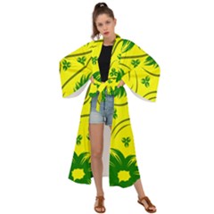 Folk Flowers Pattern  Maxi Kimono