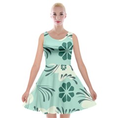 Folk Flowers Pattern  Velvet Skater Dress by Eskimos