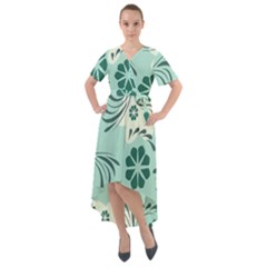 Folk Flowers Pattern  Front Wrap High Low Dress by Eskimos